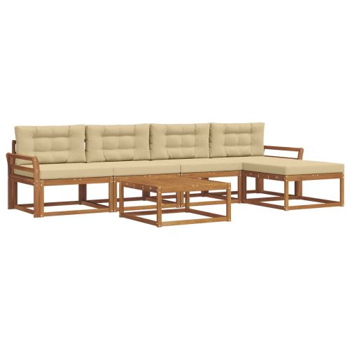 Комплект дивани за открито 6 pcs Натурален и Бежов