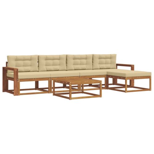 Комплект дивани за открито 6 pcs Натурален и Бежов