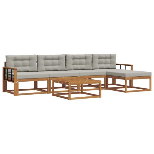 Комплект дивани за открито 6 pcs Естествено и светло сиво