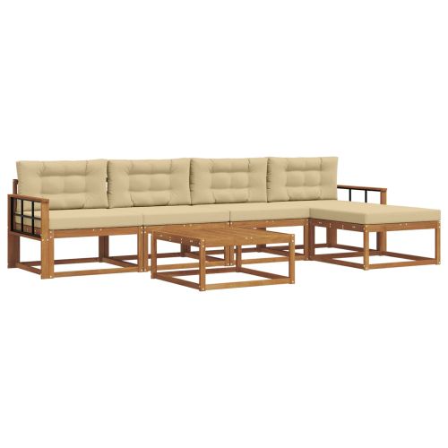 Комплект дивани за открито 6 pcs Натурален и Бежов