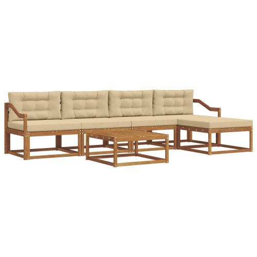 Комплект дивани за открито 6 pcs Натурален и Бежов