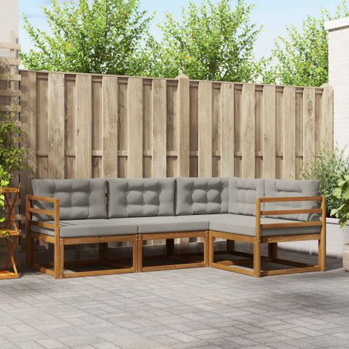 Комплект дивани за открито 4 pcs Естествено и светло сиво