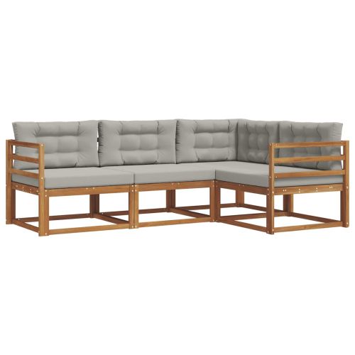 Комплект дивани за открито 4 pcs Естествено и светло сиво