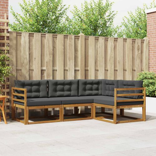 Комплект дивани за открито 4 pcs Натурален и Антрацит