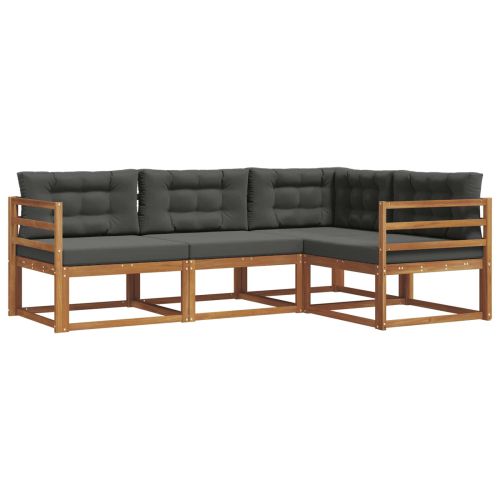 Комплект дивани за открито 4 pcs Натурален и Антрацит