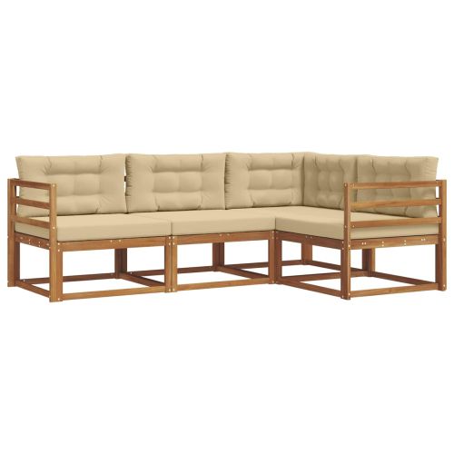 Комплект дивани за открито 4 pcs Натурален и Бежов
