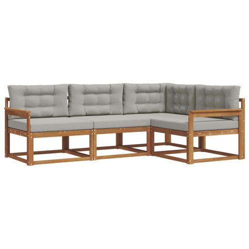 Комплект дивани за открито 4 pcs Естествено и светло сиво