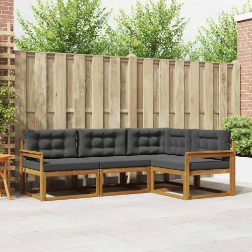 Комплект дивани за открито 4 pcs Натурален и Антрацит