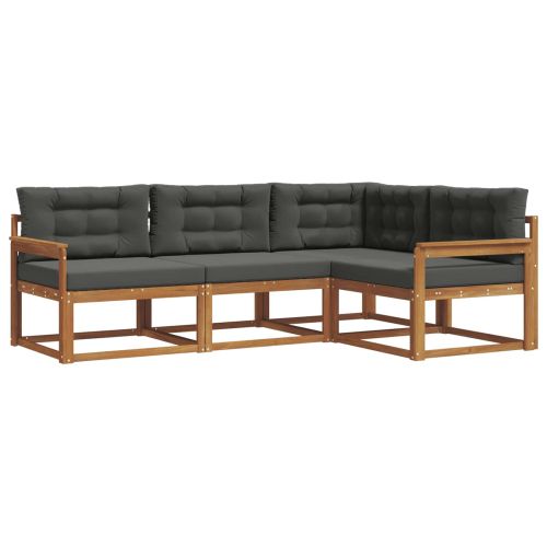 Комплект дивани за открито 4 pcs Натурален и Антрацит