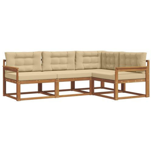 Комплект дивани за открито 4 pcs Натурален и Бежов