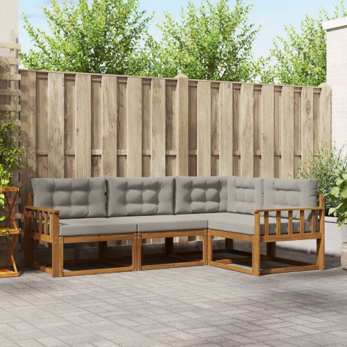 Комплект дивани за открито 4 pcs Естествено и светло сиво