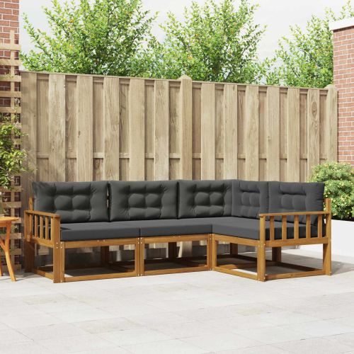 Комплект дивани за открито 4 pcs Натурален и Антрацит