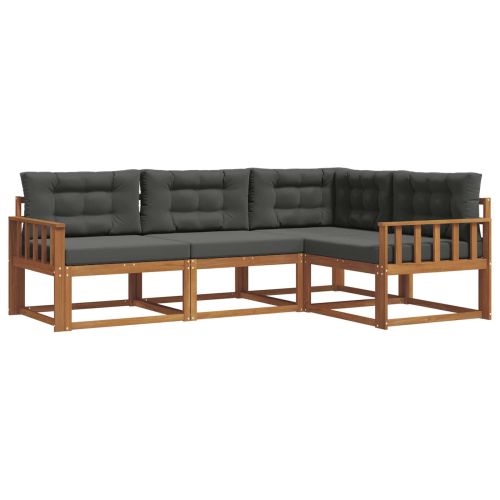 Комплект дивани за открито 4 pcs Натурален и Антрацит