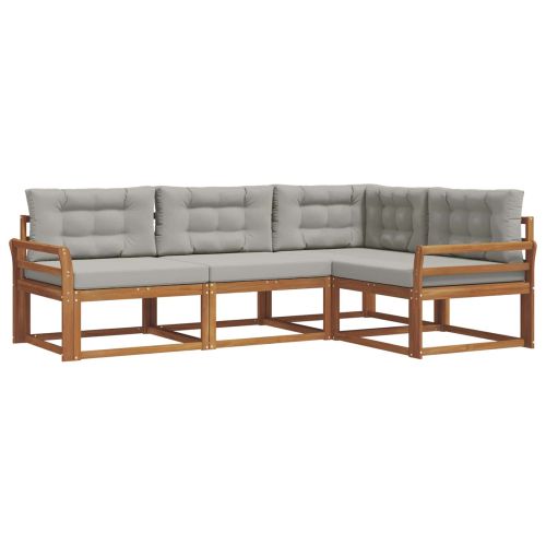 Комплект дивани за открито 4 pcs Естествено и светло сиво