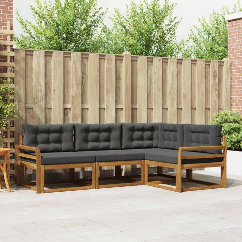 Комплект дивани за открито 4 pcs Натурален и Антрацит