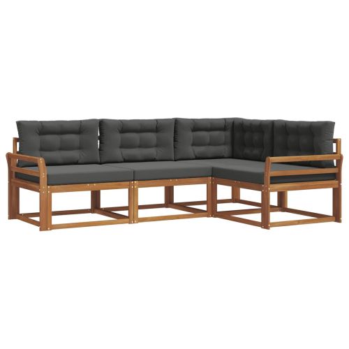Комплект дивани за открито 4 pcs Натурален и Антрацит