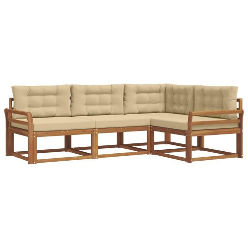 Комплект дивани за открито 4 pcs Натурален и Бежов