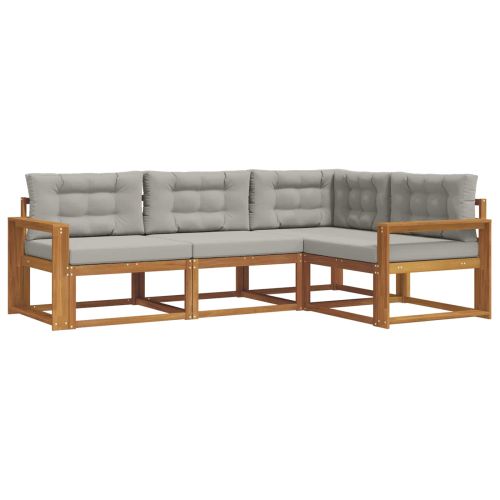 Комплект дивани за открито 4 pcs Естествено и светло сиво