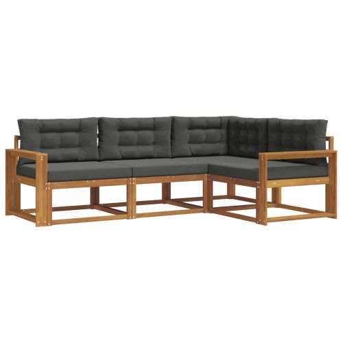 Комплект дивани за открито 4 pcs Натурален и Антрацит