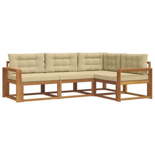 Комплект дивани за открито 4 pcs Натурален и Бежов