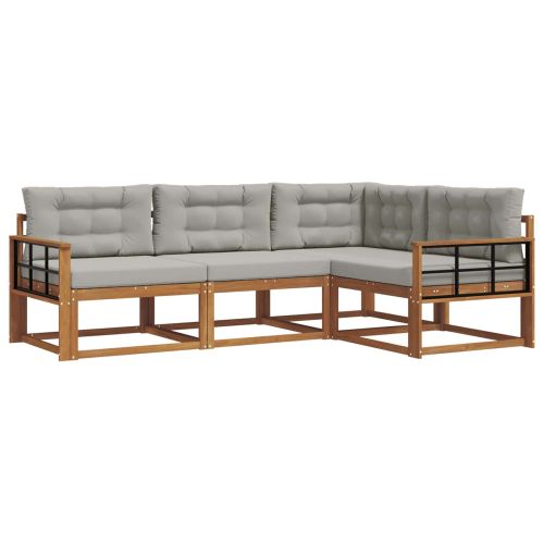 Комплект дивани за открито 4 pcs Естествено и светло сиво