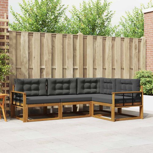 Комплект дивани за открито 4 pcs Натурален и Антрацит