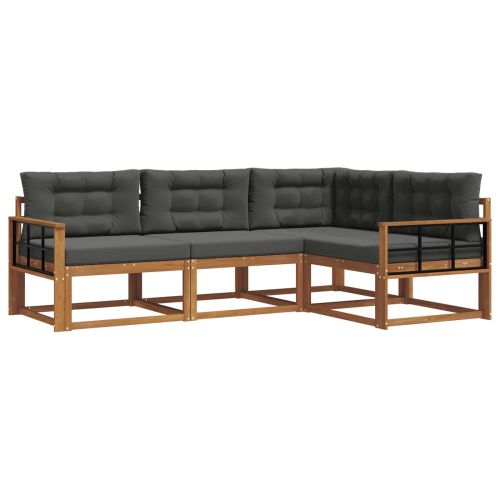 Комплект дивани за открито 4 pcs Натурален и Антрацит