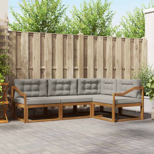 Комплект дивани за открито 4 pcs Естествено и светло сиво