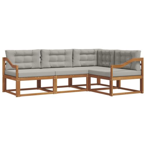 Комплект дивани за открито 4 pcs Естествено и светло сиво