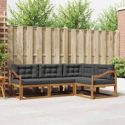 Комплект дивани за открито 4 pcs Натурален и Антрацит