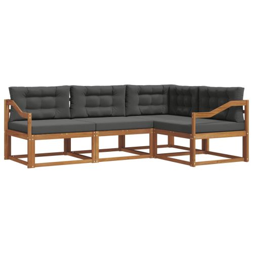 Комплект дивани за открито 4 pcs Натурален и Антрацит