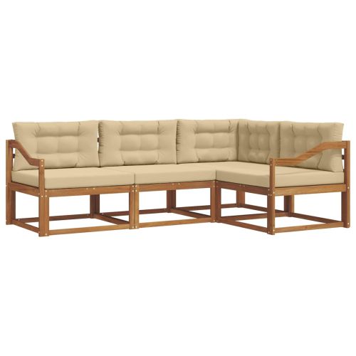 Комплект дивани за открито 4 pcs Натурален и Бежов