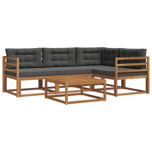 Комплект дивани за открито 5 pcs Натурален и Антрацит
