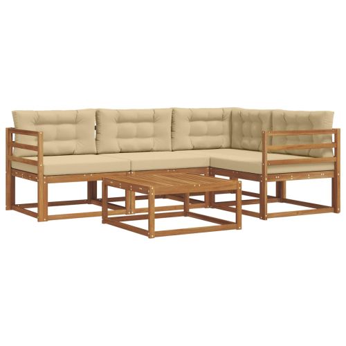 Комплект дивани за открито 5 pcs Натурален и Бежов