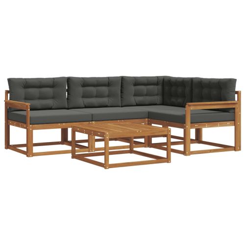 Комплект дивани за открито 5 pcs Натурален и Антрацит