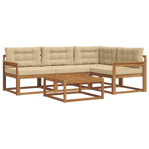 Комплект дивани за открито 5 pcs Натурален и Бежов