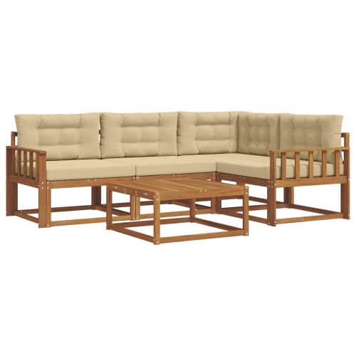 Комплект дивани за открито 5 pcs Натурален и Бежов