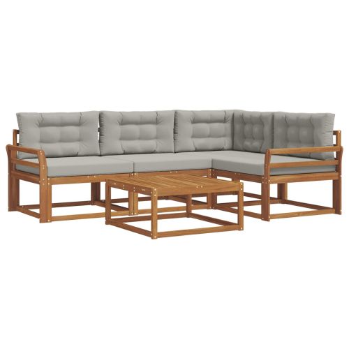 Комплект дивани за открито 5 pcs Естествено и светло сиво