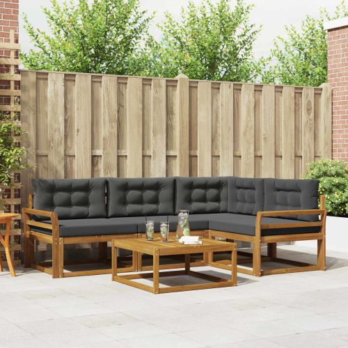 Комплект дивани за открито 5 pcs Натурален и Антрацит