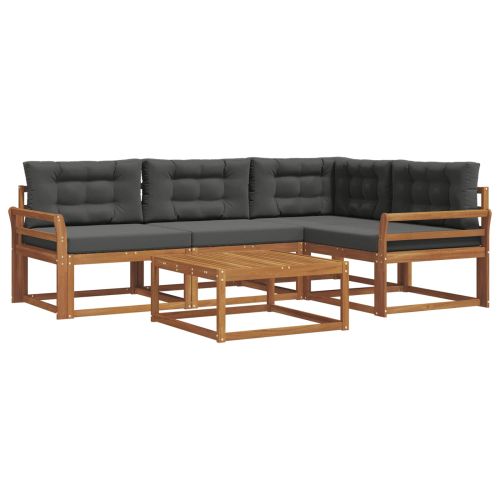 Комплект дивани за открито 5 pcs Натурален и Антрацит