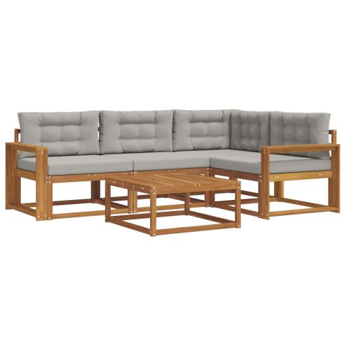 Комплект дивани за открито 5 pcs Естествено и светло сиво