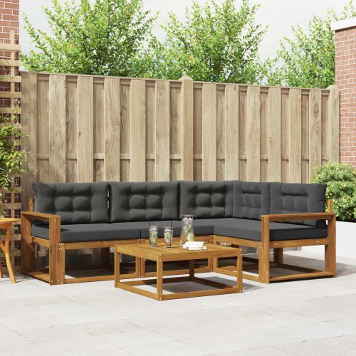 Комплект дивани за открито 5 pcs Натурален и Антрацит