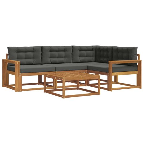 Комплект дивани за открито 5 pcs Натурален и Антрацит