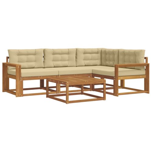 Комплект дивани за открито 5 pcs Натурален и Бежов