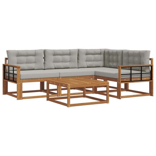 Комплект дивани за открито 5 pcs Естествено и светло сиво