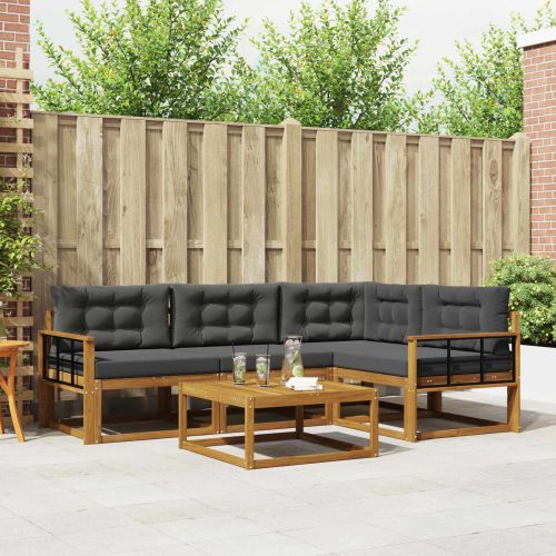 Комплект дивани за открито 5 pcs Натурален и Антрацит