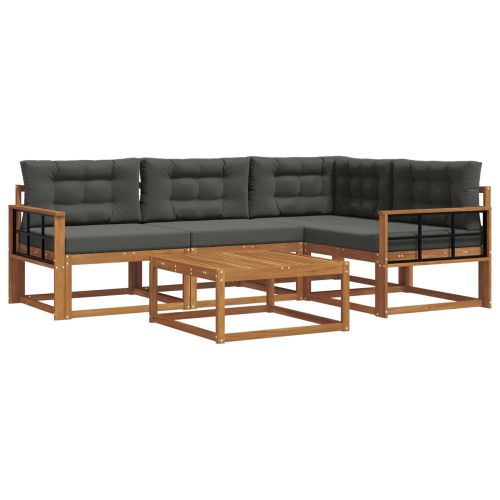 Комплект дивани за открито 5 pcs Натурален и Антрацит