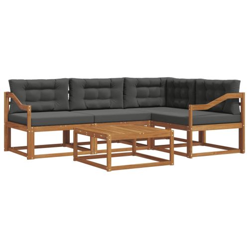 Комплект дивани за открито 5 pcs Натурален и Антрацит