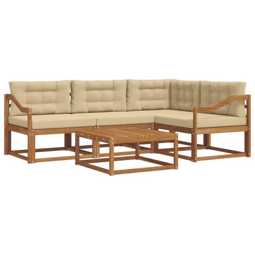Комплект дивани за открито 5 pcs Натурален и Бежов