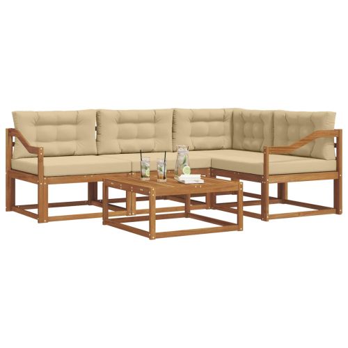Комплект дивани за открито 5 pcs Натурален и Бежов